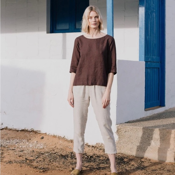 notPERFECTLINEN Pants - notPERFECTLINEN Yamba Cropped Linen Pants